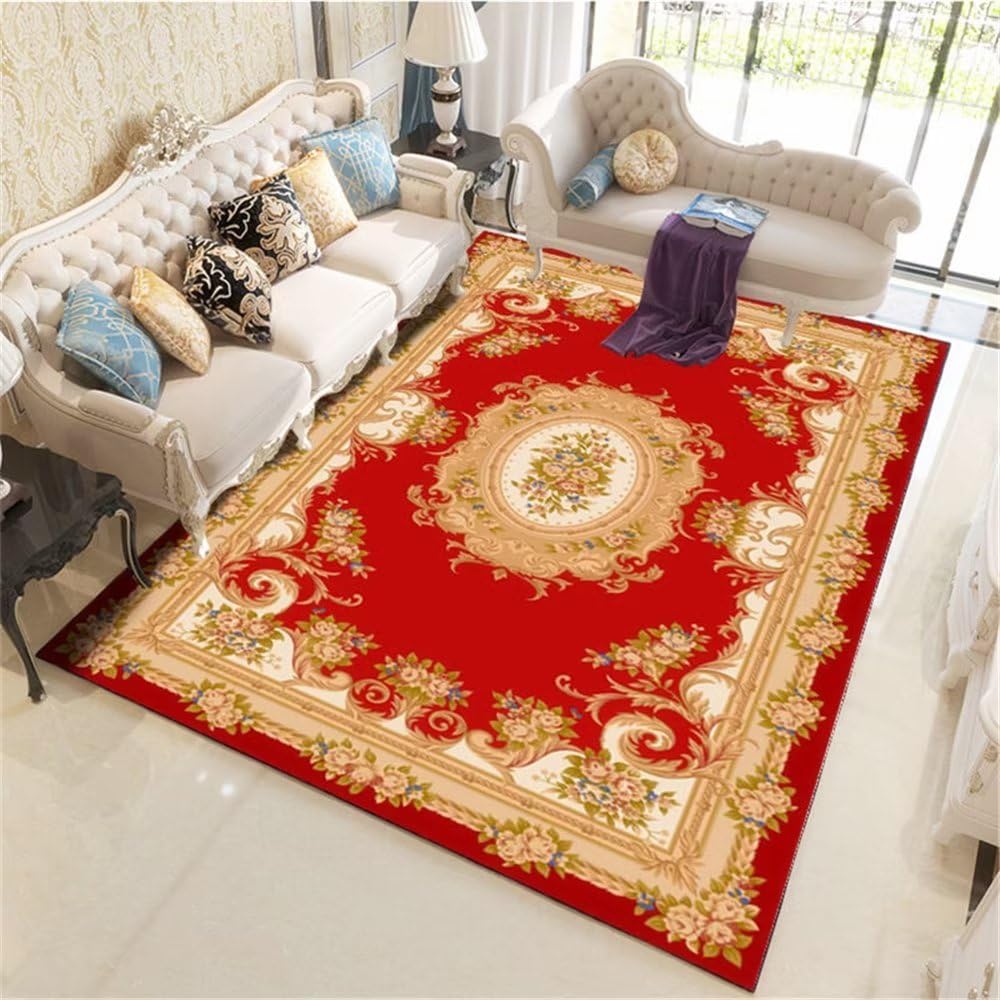Alfombra infantil lavable sala de estar dormitorio niños geometría roja suelo antideslizante