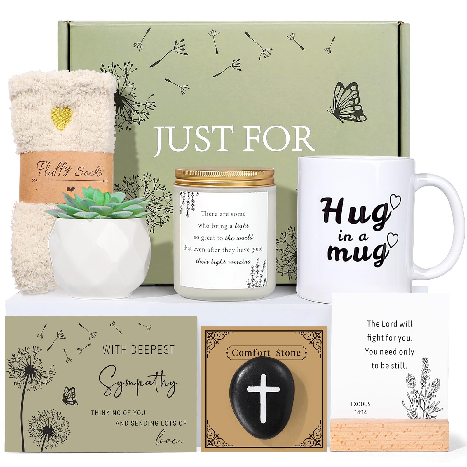 iAOVUEBY Canastas de regalo de condolencias, cesta de regalo de condolencias por la pérdida de un ser querido, madre, padre, marido, amigo, ideas de regalo de duelo para mujeres (diente de león)