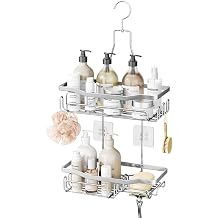 HapiRm Hanging Shower Caddy Organiser - 2 Tier Shower Shelf No Drilling