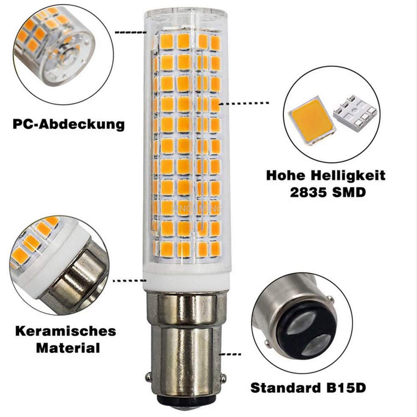 BA15D Lampadina LED a mais Dimmerabile 10w Doppio contatto Attacco a baionetta 102 LED 2835 Smd 360 gradi; Lampadine con angolo del fascio bianco freddo 1000lm illuminazione decorativa domestica, con