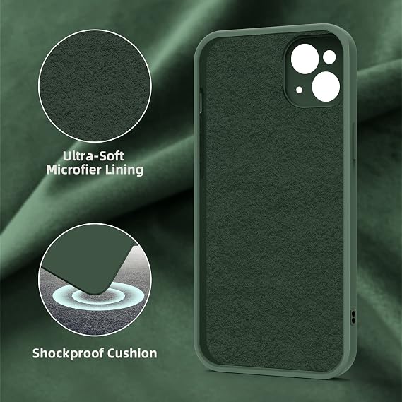 Silicone Case for iPhone 13 Ultra Thin Slim with Microfibre Scratch-Resistant Protective Case Dark Green