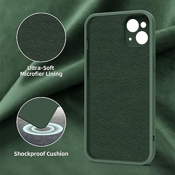 Silicone Case for iPhone 13 Ultra Thin Slim with Microfibre Scratch-Resistant Protective Case Dark Green