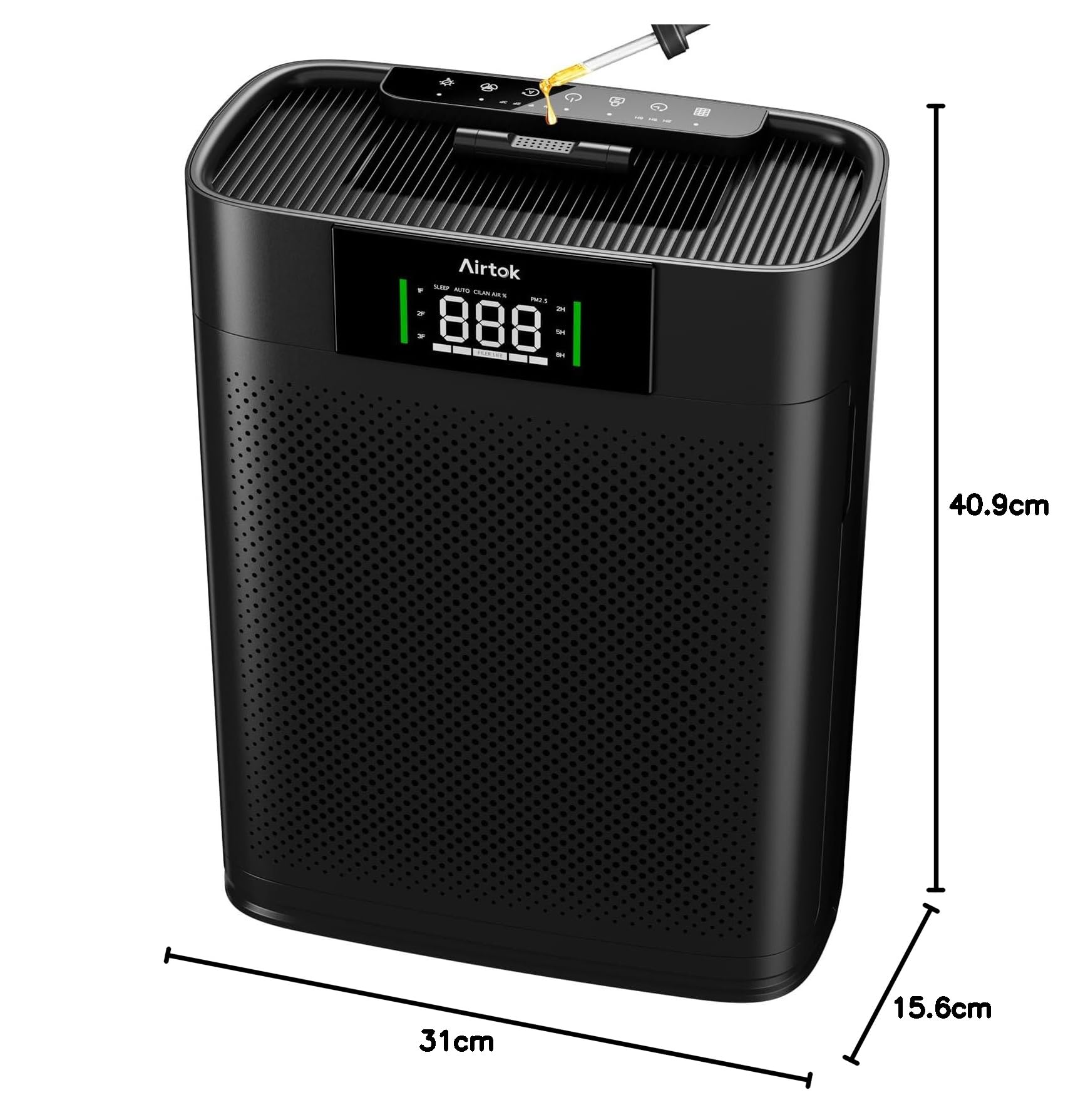 AIRTOK Purificatore d'Aria con Monitoraggio della qualità dell'aria PM 2.5, modalità Sleep, Aromaterapia, per Casa 1300 Ft², Filtro HEPA Rimuove 99,97% di Allergeni Fumo Polvere Polline di Pet Odore