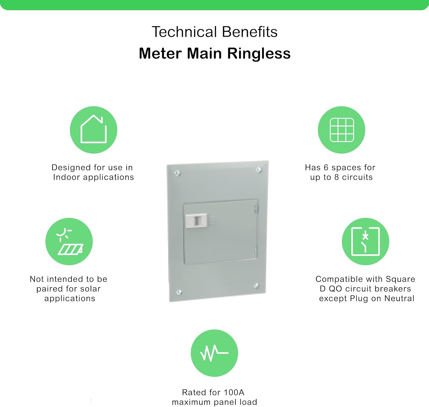 Square D - QO612L100DF Square D, QO, 100A, 6 Space 12 Circuit Fixed Main Lugs Indoor Load Center