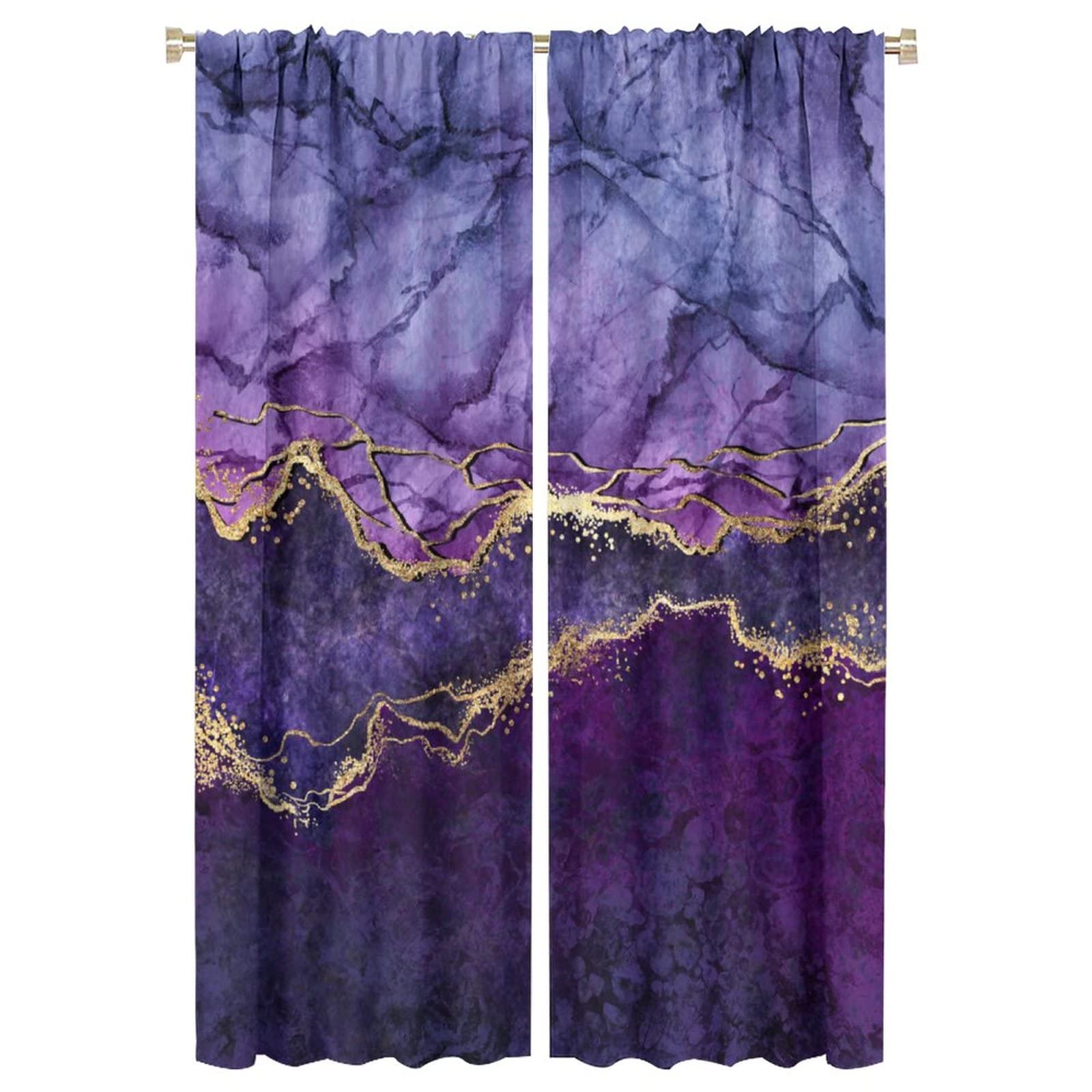 Rideau occultant violet en marbre abstrait pour une ambiance de bureau créative