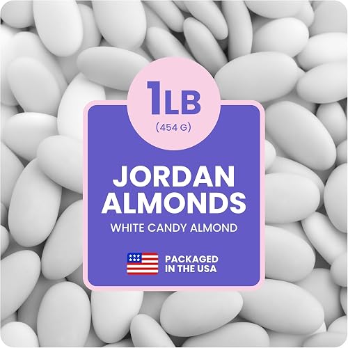 Cambie Jordan Almonds | Bright White Candy Almond | Premium Roasted Almonds with a Sweet Sugar Coating | For Weddings, Parties and Holidays (1 lb)