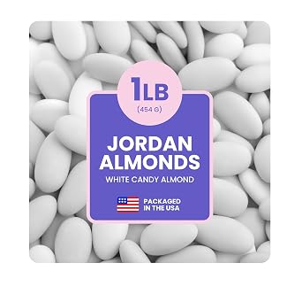 Cambie Jordan Almonds | Bright White Candy Almond | Premium Roasted Almonds with a Sweet Sugar Coating | For Weddings, Parties and Holidays 1 lb