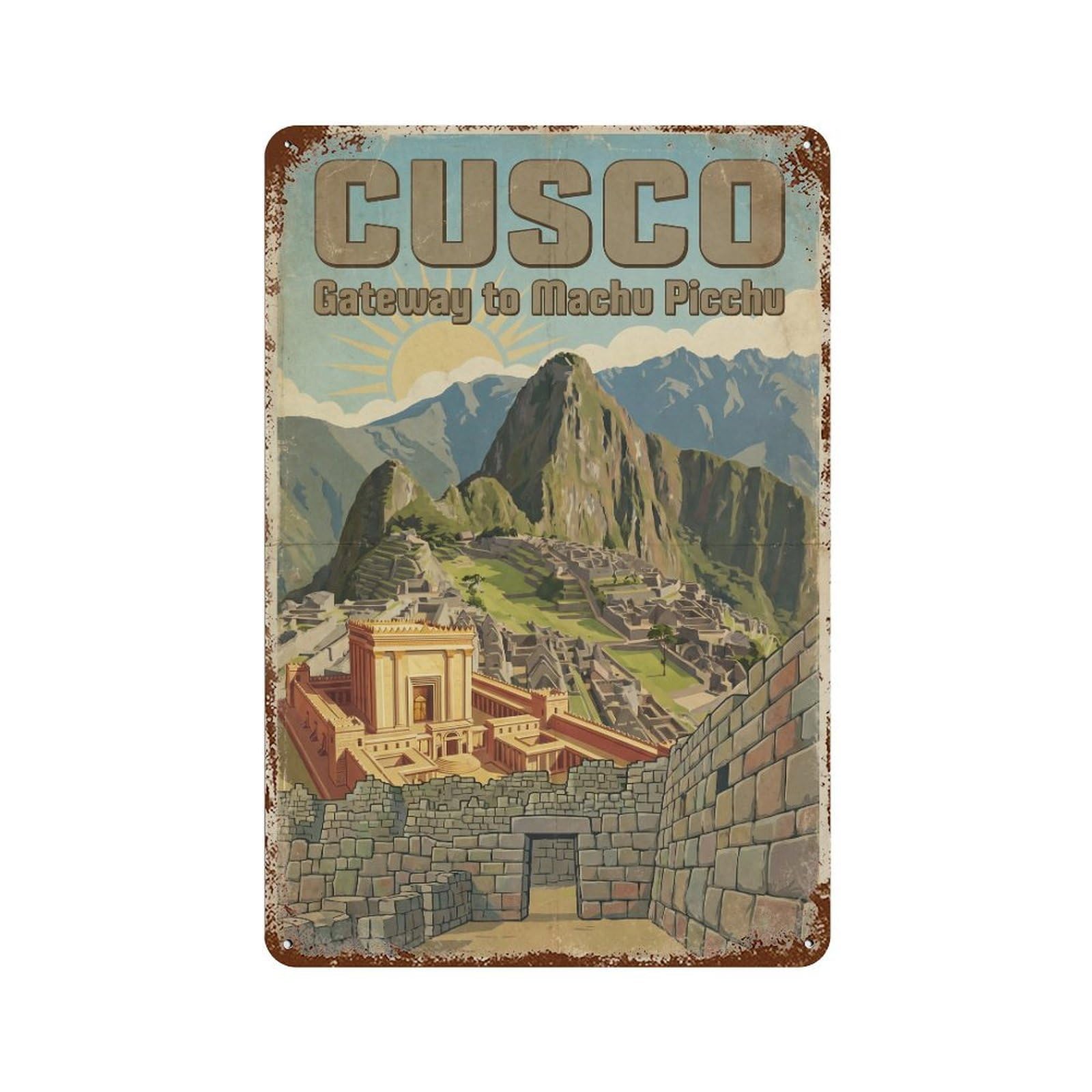Metal Tin Sign Travel Peru Cusco Retro