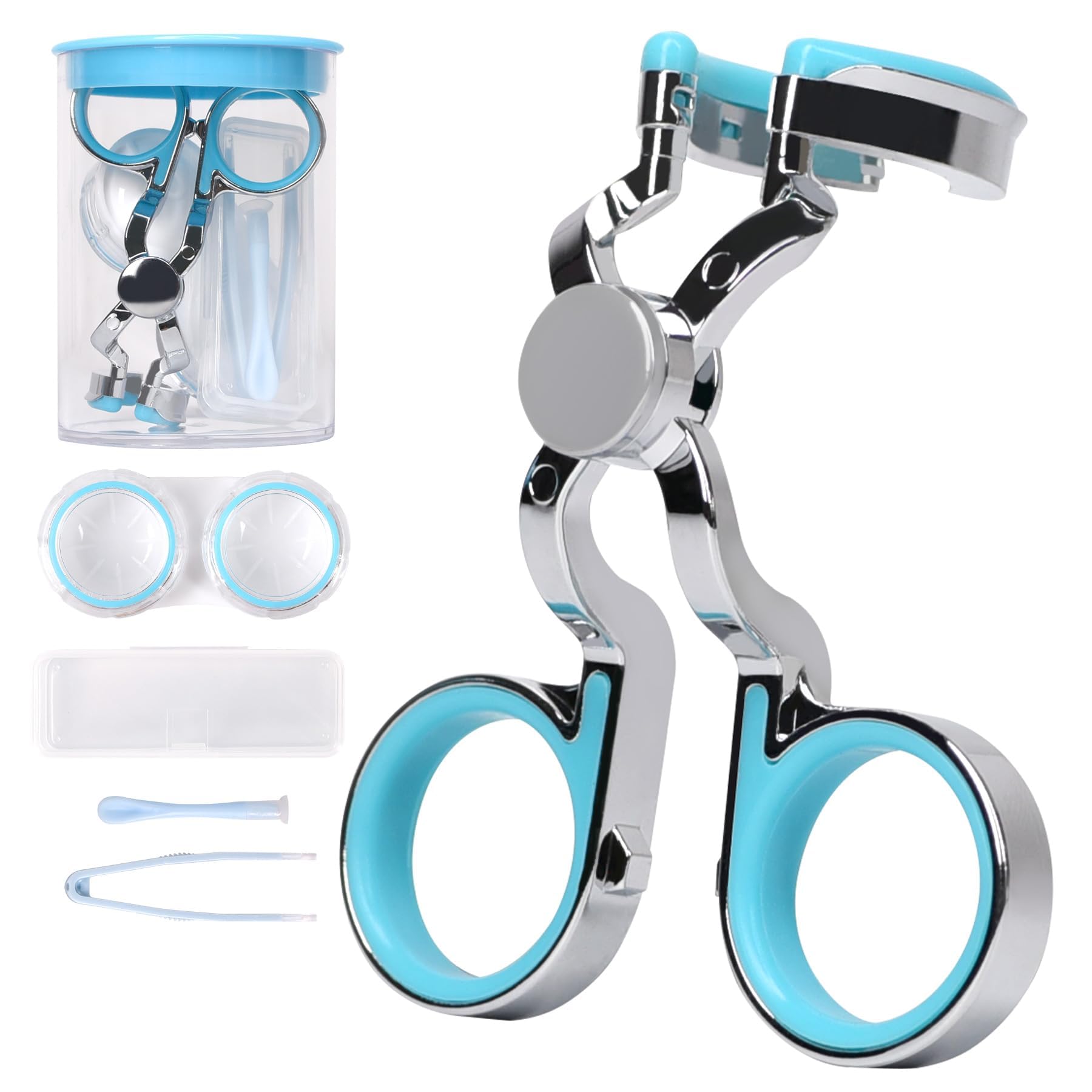 NALACAL Contacts Lens Helper, Eye Contact Removal Tweezers, Scleral Lens Inserter, Contact Lens Case, Contact Lens Eyelid Wearingtool for Travel(Blue)