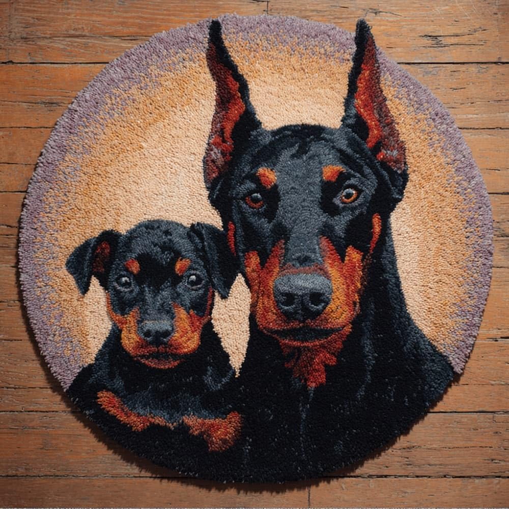 WallustrioaW Round Latch Hook Rug Kits Dog for Adults and Starter 50 * 50Cm