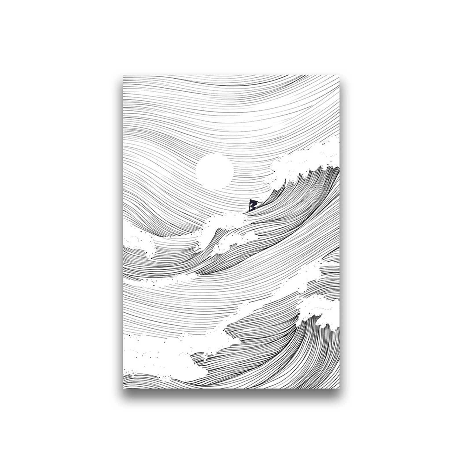 Graiting 1pc Waves Art Pictures Surfing Penguin Manta Dolphin Whale Prints Canvas Painting For Home Living Room Decoration(10,50x70cm)