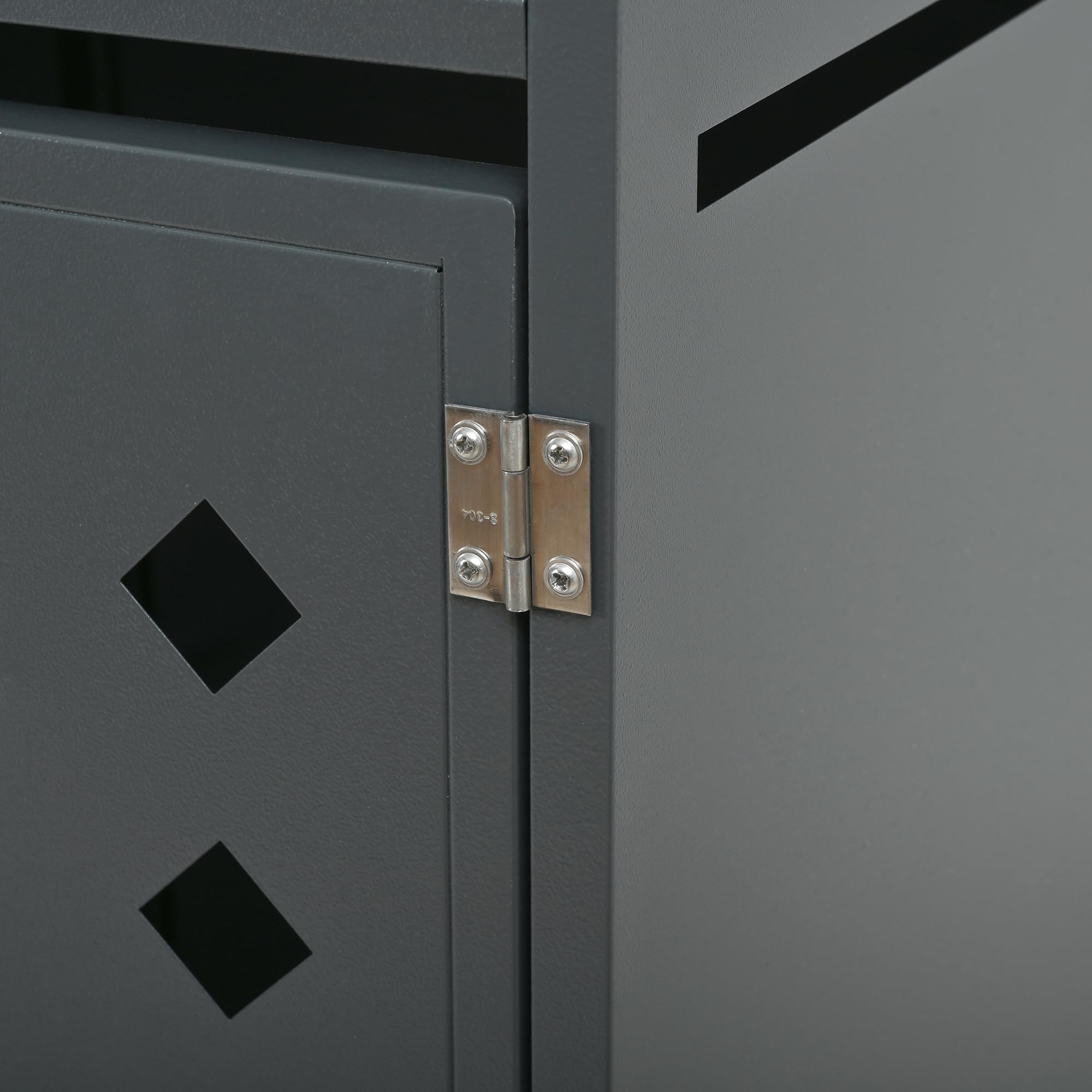 Contenitore per bidoni della spazzatura, 2 pezzi, con effetto legno, con strisce e superficie per piante, fino a 240 l, richiudibile, in acciaio zincato, foro diamantato, scatola per la spazzatura da