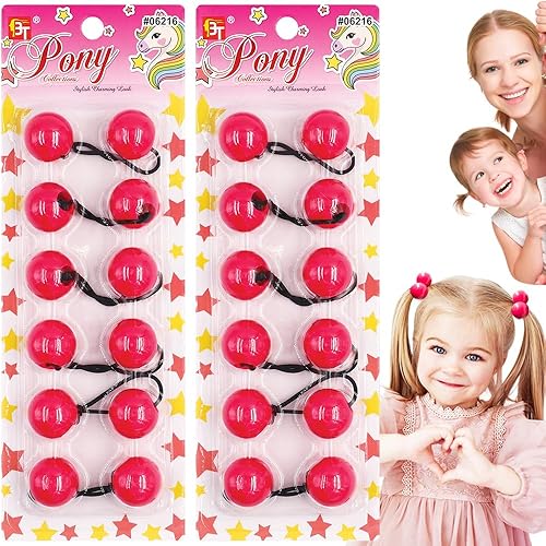 Miniatura 10 de Beauty Town 12 ligas para el cabello de 0.98 pulgadas para niñas con bolas de burbujas para coleta, perlas surtidas 2, accesorios para el cabello