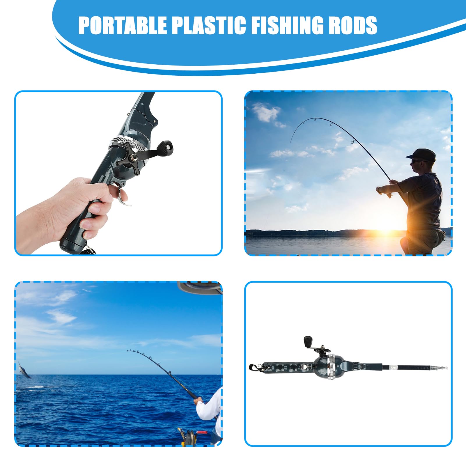 Canne à Pêche Pliable Intégrée Portable avec Moulinet Fermé pour Pêche en Mer, Canne à Pêche Antidérapante avec Accessoires (Hengelhouders)