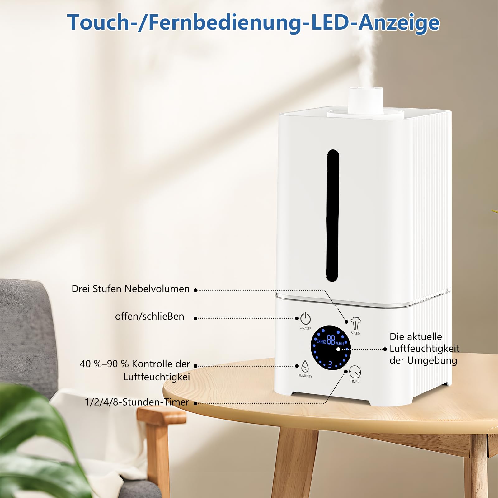 PKBD Humidificador para Growbox, Inteligente para Plantas, Higrómetro/Mando, Deshumidificador para Crecimiento y Propagación de Plantas, Salón
