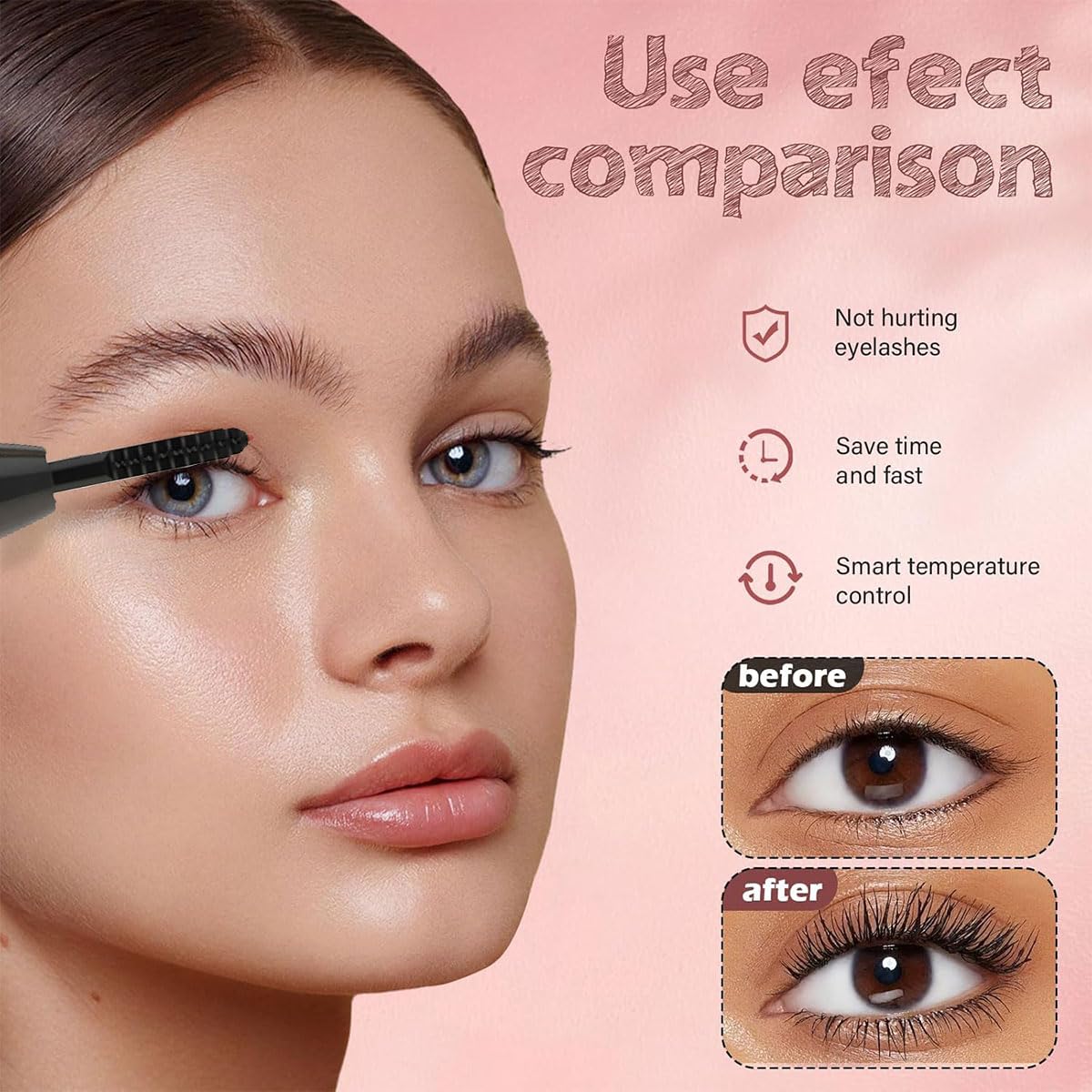 Recourbe Cils Chauffant Facturable Eyelash Curler Comb Recourbe-Cils Électrique Rechargeable Electric Eyelash Curler avec 2 Modes de Portable Électrique Chauffant Cils pour Tous Les Cils
