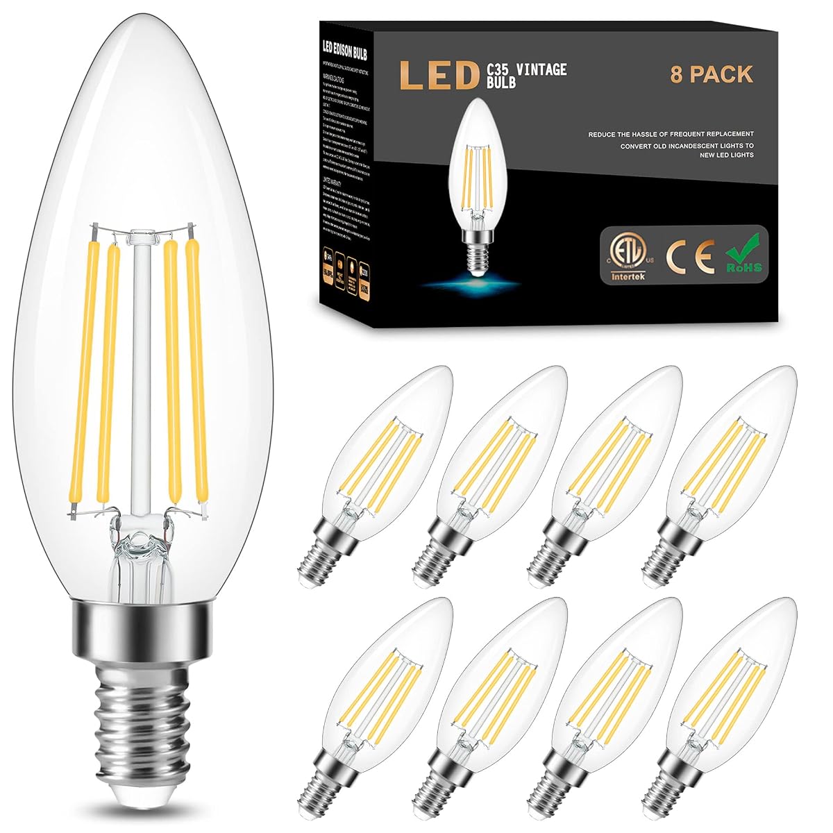 Cotanic Dimmable E12 Led Candelabra Bulb 4000K Daylight, Ceiling Fan Light