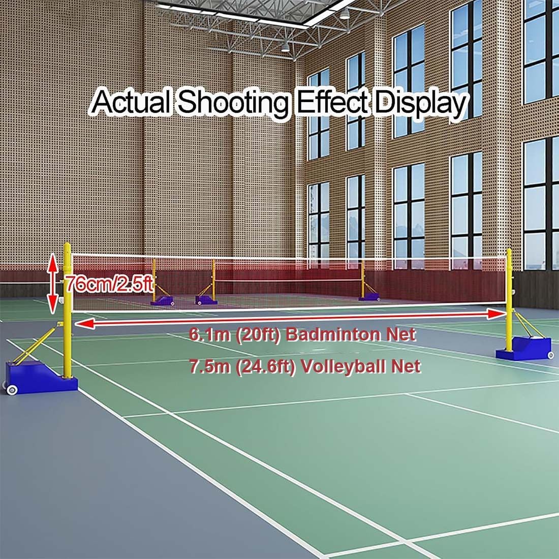 Pali regolabili per badminton da 1,5-2,1 m, supporto per pallavolo con rete, portatile, per cortile, interni, esterni, adulti, bambini, scuola, giardino