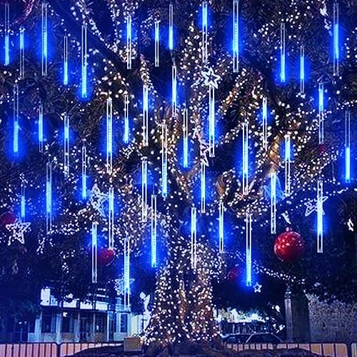 Miniatura 7 de AKNMSOY - Luces LED de lluvia de meteoros, luces de caída de lluvia, luces de carámbano con 8 tubos de 11.8 pulgadas, SMD2835 192 LED para