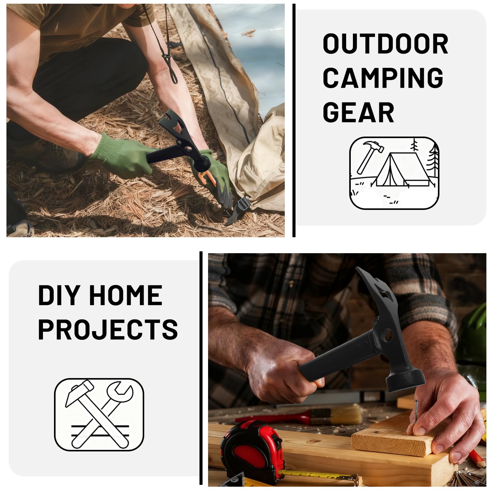 Tent Hammer: 4-in-1 Camping Mallet - Lightweight & Durable -6