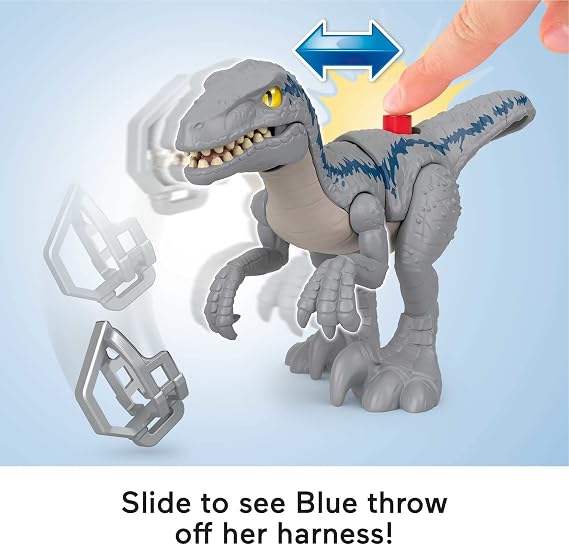 Imaginext Jurassic World Dominion Dinosaur Toy Set with Blue and Owen Grady for Preschool Pretend Play, Breakout Blue ​, HKG15