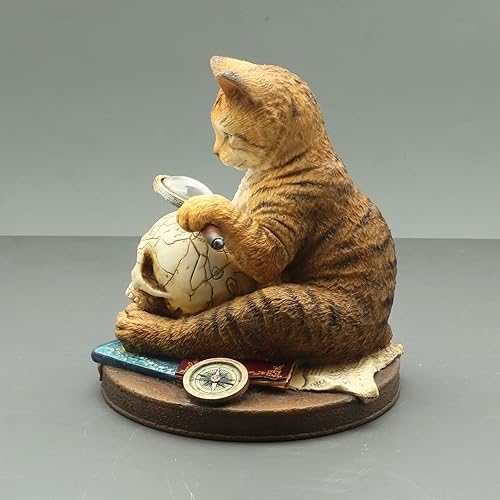 Miniatura 4 de Veronese Design 4 1/2 pulgadas una estatua pintada a mano de resina real del investigador privado del gato del rascador de la cabeza