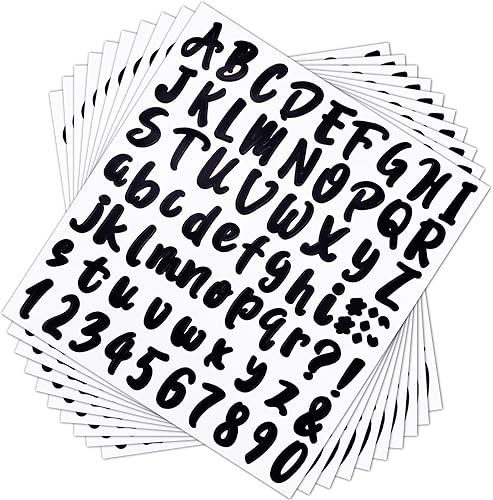 10 hojas de calcomanías de letras de vinilo, números de buzón, letras autoadhesivas para buzón, número de dirección, hogar, negocios, cocina, Negro