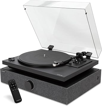 SpinDuo 2 Record Player Music System by Andover Black Including SpinBase 2 Speaker and SpinDeck 2 Turntable