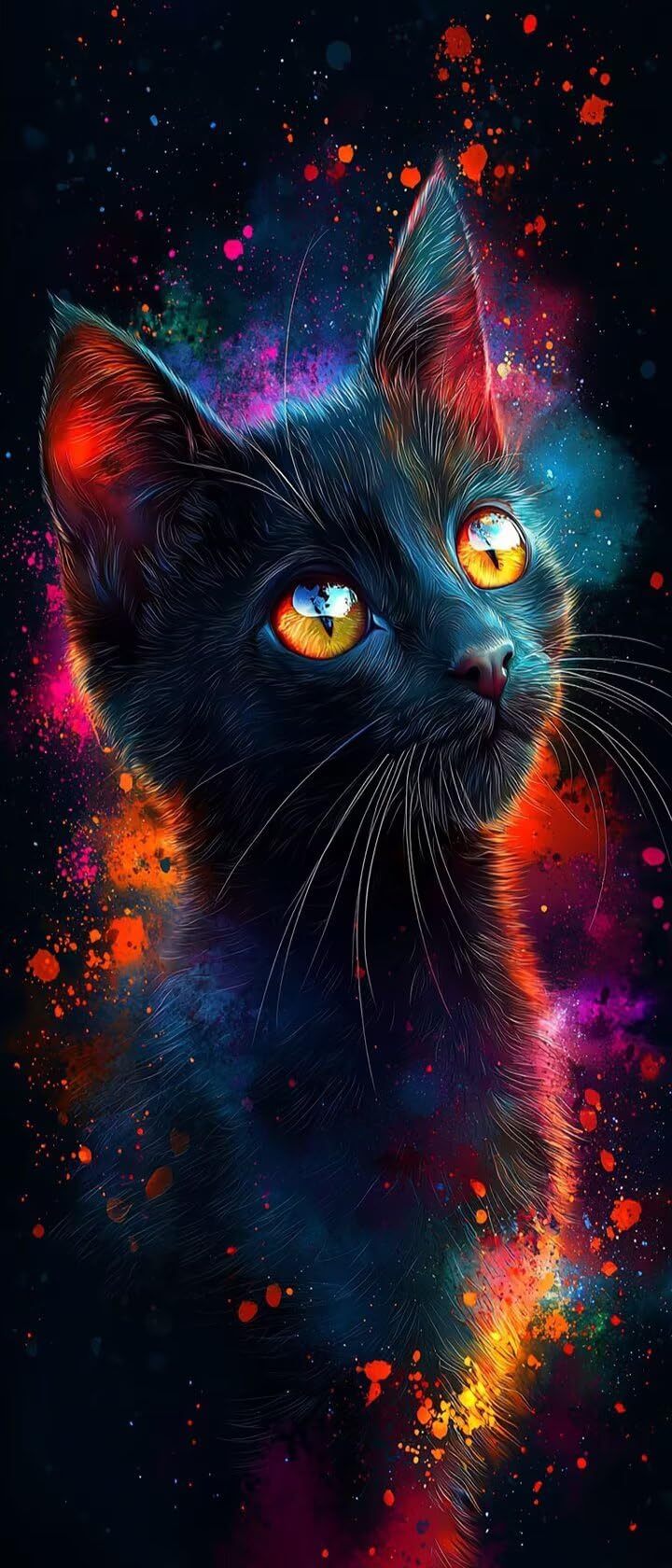 Malen Nach Zahlen 50x150cm Leinwand Tier Malen Nach Zahlen Erwachsene mit Ohne Rahmen, DIY Kreativ Set für Erwachsene mit Pinseln und Acrylfarbe, Zimmer Deko Schwarze Katze Landschaft Geschenk, P0M770
