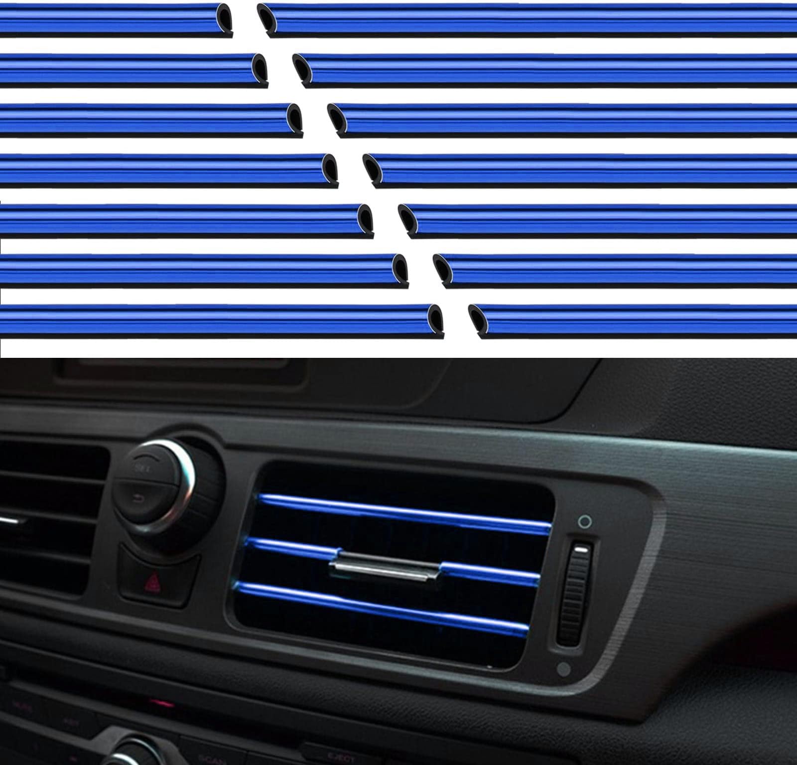 20 Pcs Car Vent Outlet Trim Car Interior Trim Vent Outlet Trim Decoration Strip Chrome PVC Car Air Conditioner Vent Outlet Trim Decoration Strip for All Straight Air Vent Outlet of Auto Interior