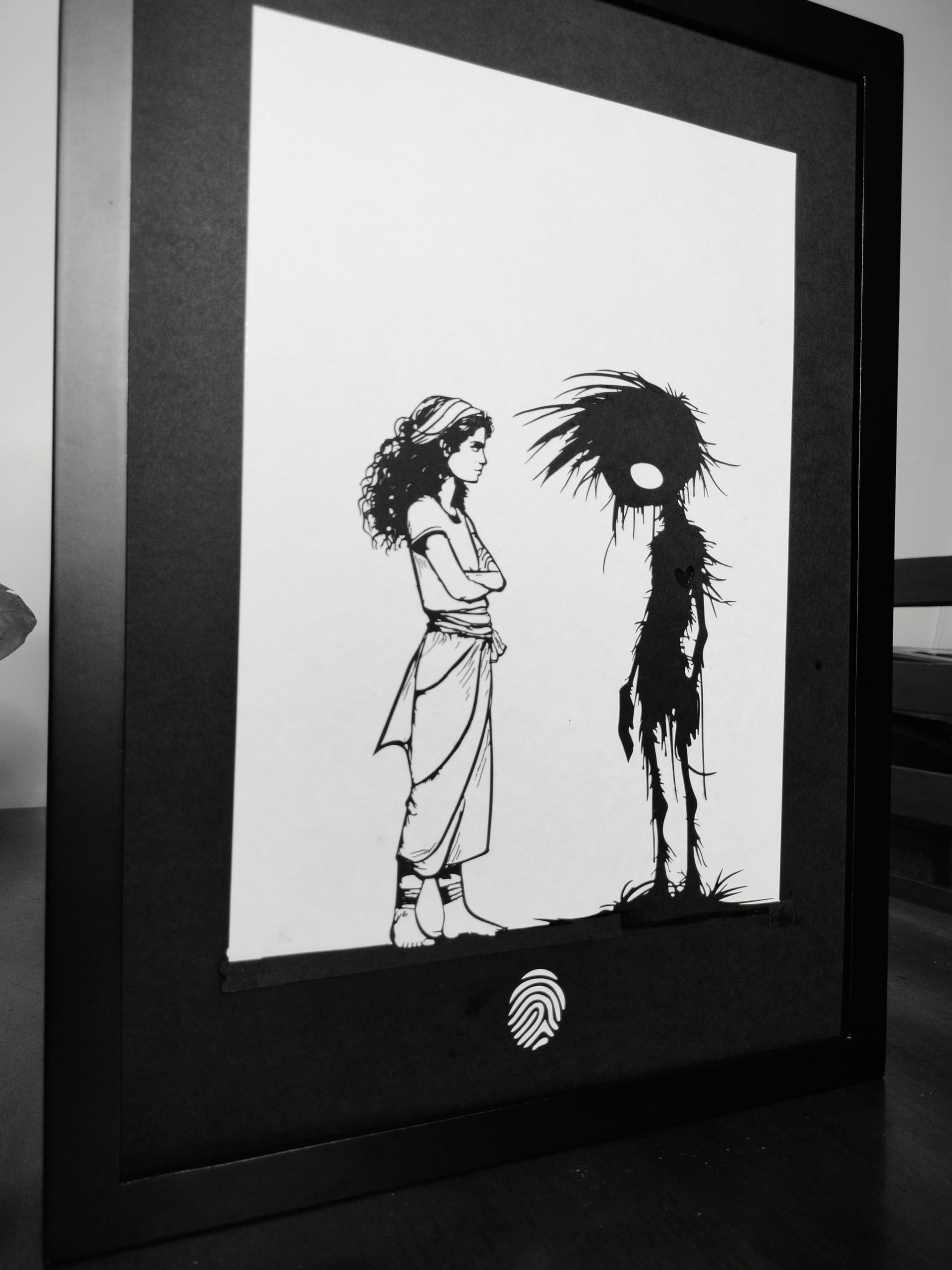 LightMask - Beyond Imagination Cute Blind Innocent Love | 11.6x15.6 Inch LED Shadow Box – Heartfelt Lightbox Art of a Boy Expressing Deep Love, Illuminated Wall Art for Home & Gift Decor