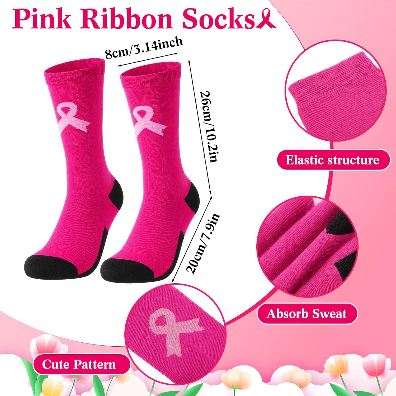 Ramede Breast Cancer Awareness Socks Wristband