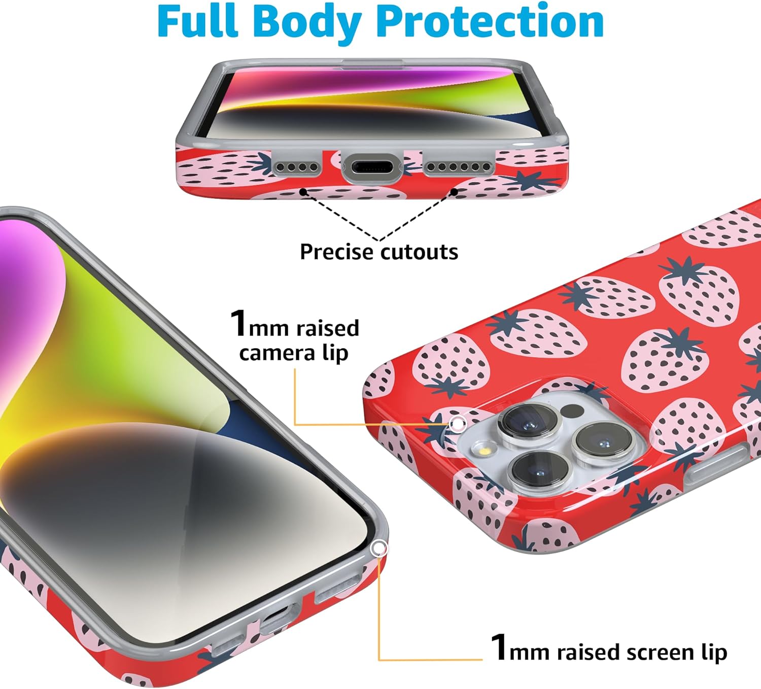 Casely iPhone 16 Pro Case | I'd Pick You | Red Strawberry | Compatible with MagSafe | Classic Ultra Slim Design