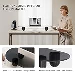 FENGE Monitor Stand Riser 34 Inch Computer Monitor Stand for Desk with Wooden Shelf and Solid Wood Legs, Desk Organizer for PC Laptop TV Printer, Black