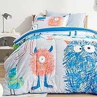 Vista 13 de SLEEP ZONE Juego de edredón de 5 piezas para niños, tamaño individual, súper lindo y suave, ropa de cama para niños en una bolsa, juego de 5 piezas
