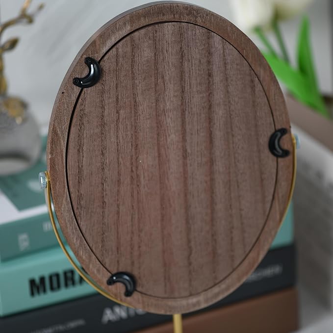 Espejo de Maquillaje Tstarer con Base Ovalada de Madera Maciza, 19x34 cm, Marrón Rústico miniatura 7
