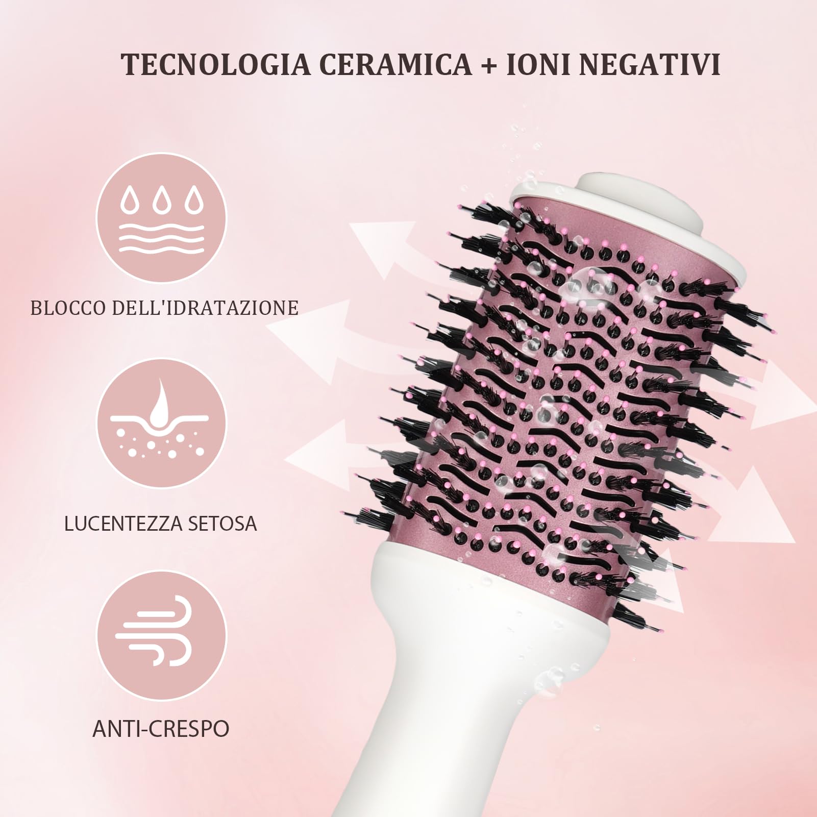 Sonew Spazzola ad aria calda rotonda, spazzola per asciugacapelli, spazzola per asciugacapelli in uno, asciugacapelli e volumizzatore 4 in 1, spazzola ad aria calda, Hot Round Curling Blowout