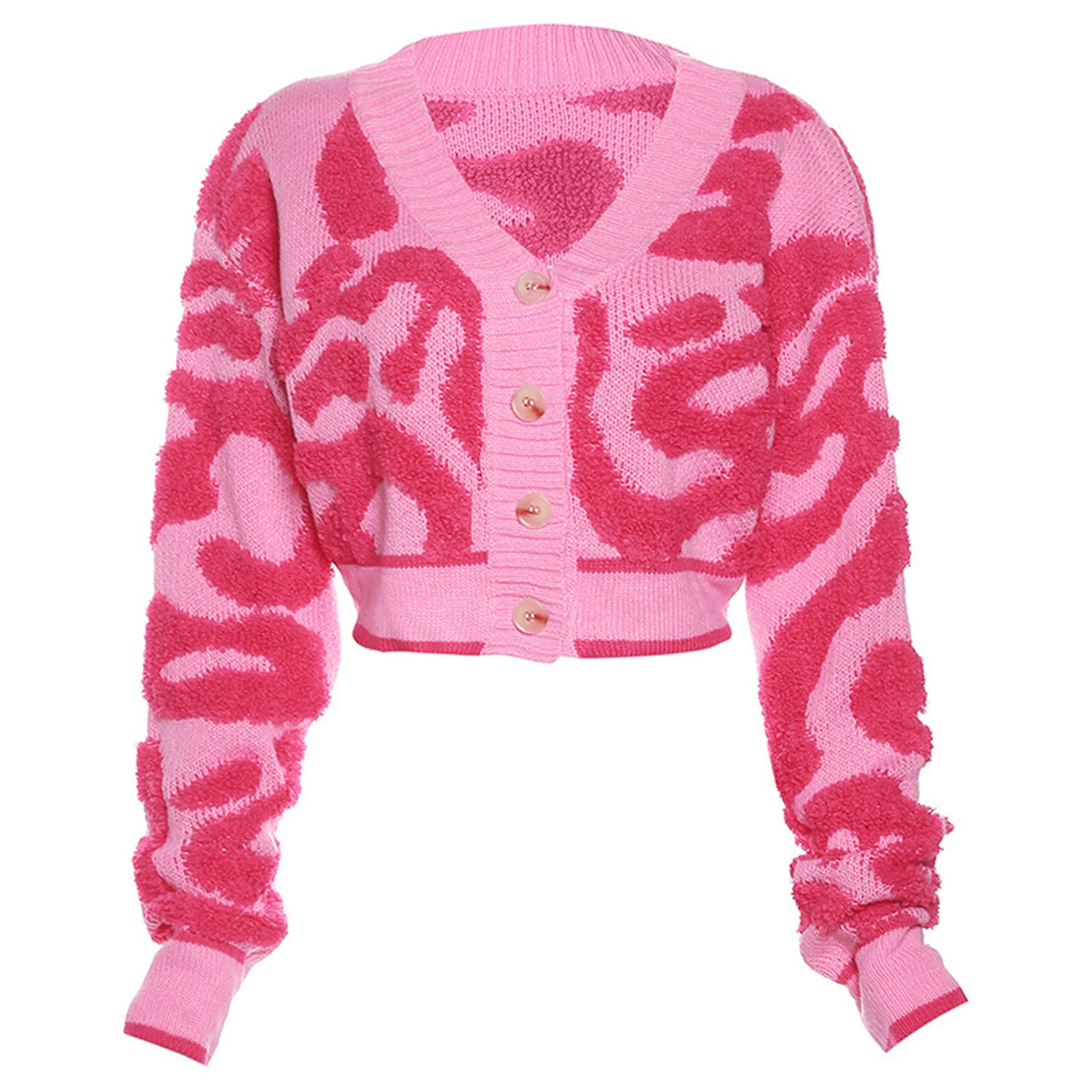 Perbai Womens V Neck Button Down Long Sleeve Colorblock Y2K Cropped Cardigan Sweater Jacket