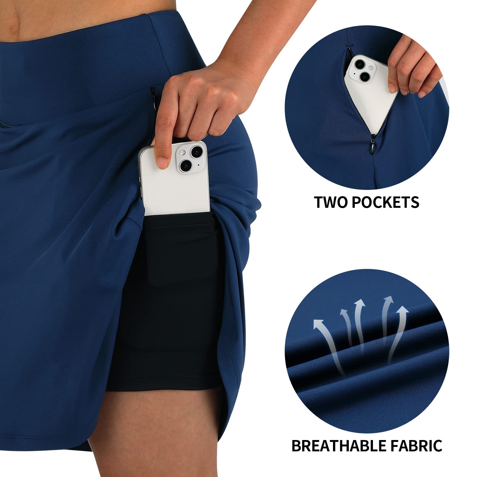 ANIVIVO Leggings largos hasta la rodilla para mujer, leggings capris con falda de cintura alta