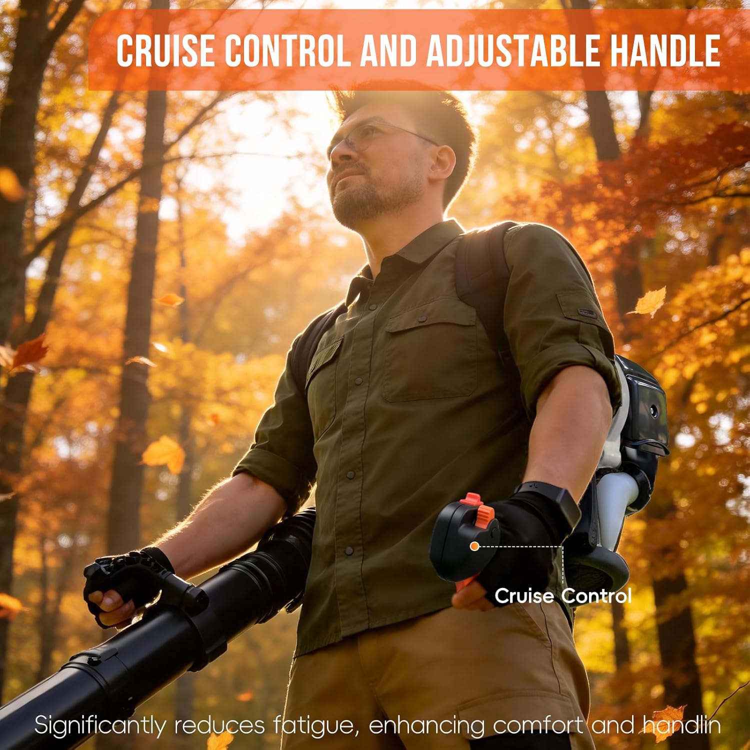 63CC Gas Leaf Blower, 3.2HP Backpack Blower with 660 CFM Air Volume and 200 MPH Wind Speed, Powerful 2-Stroke Engine for Heavy-Duty Lawn, Yard, and Parking Lot Cleanup