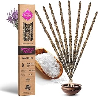 Sargada Madre - 8 Natural Patchouli Incense Sticks, 9 Inches Each - Aromatherapy Sticks for Protection, Love & Prosperity - Purify Your Space & Attract Positive Energy - Extended 1 Hour Burn Time