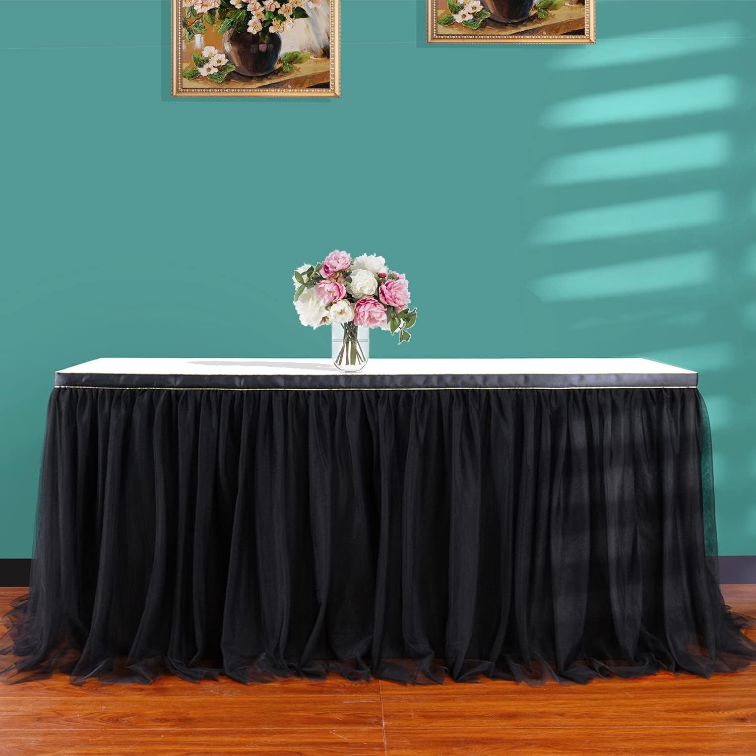 Bіg Sаlе 6FT Black Tulle Table Skirt Tutu Table Skirts for Wedding Birthday Party Baby Shower Bridal Shower Home Decor Rеvіеw Prоduсt 6FT Black Tulle Table Skirt Tutu Table Skirts for Wedding Birthday Party Baby Shower Bridal Shower Home Decor
