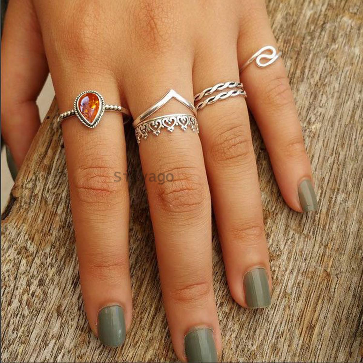 9x12MM Pear Gemstone Ring in 925 Sterling Silver for Women, Girl, Gift - Image 3