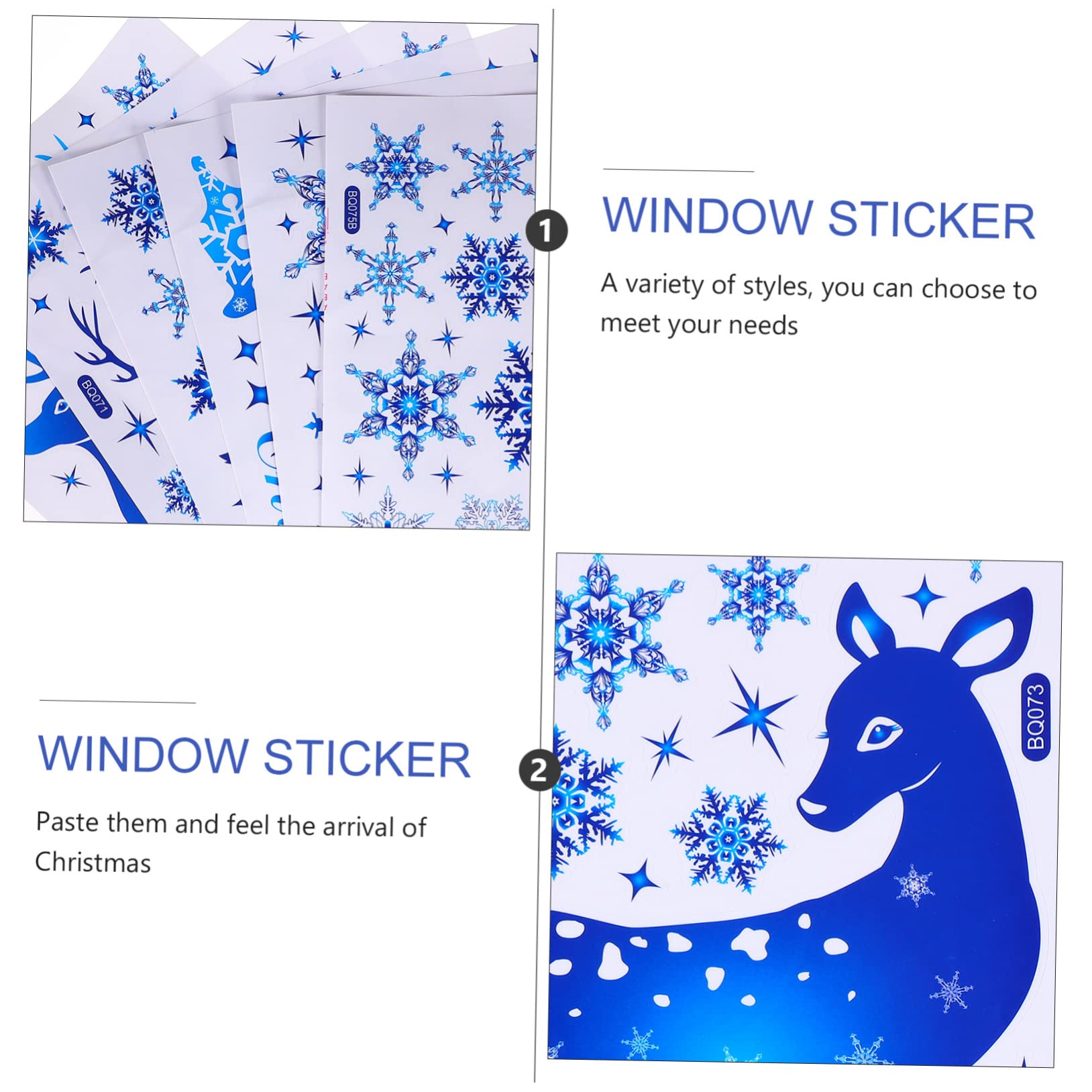 OUNONA 12hojas Pegatinas Navideñas De Ventana Adornos De Translúcidos Para Decoración De Navidad Hogar y Fiesta Arte
