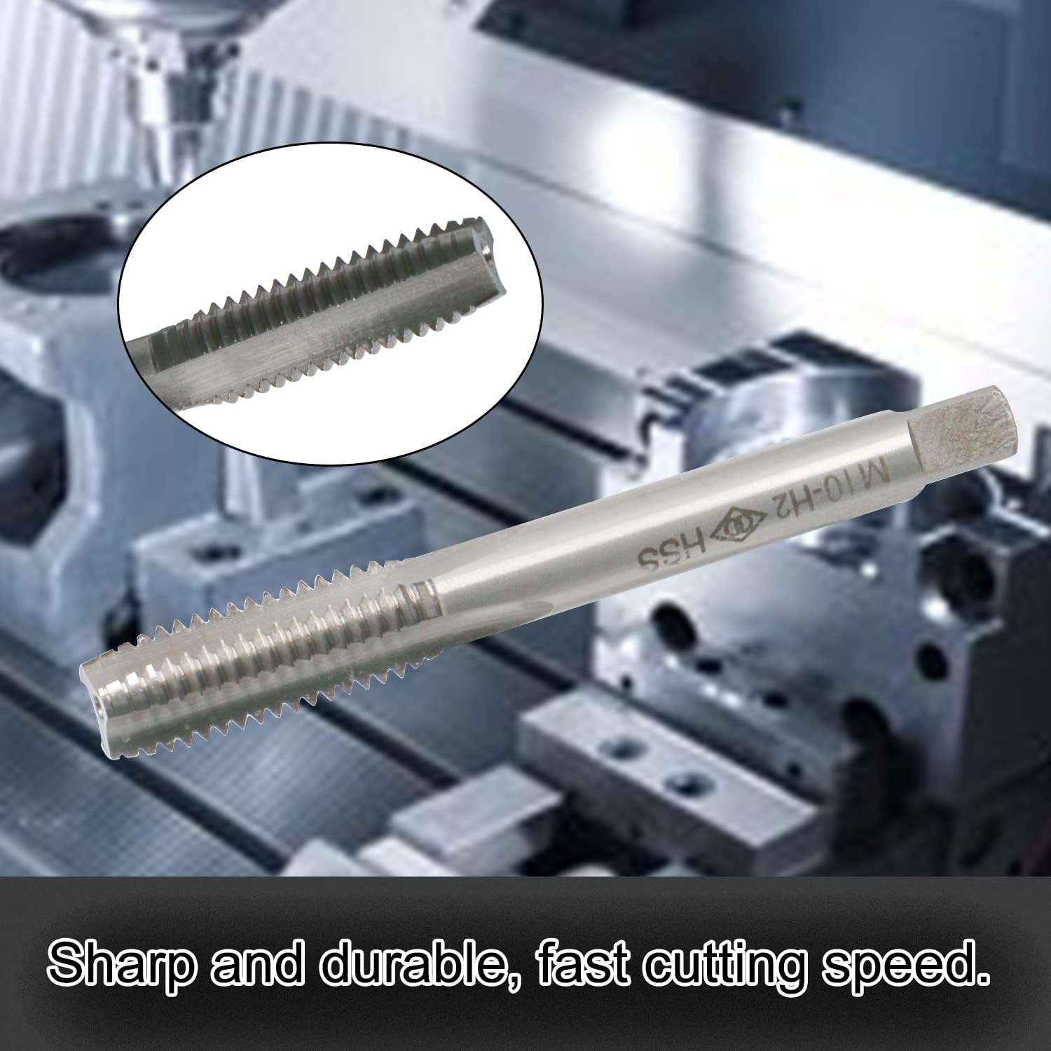 Aopin M10 x 1.5 Taper Hand Tap HSS Metric Female Thread High Speed Steel Hand/Machine Use Straight Flute Screw Tap, For Used To Make New Threads, Re-Thread Damaged And Jammed Threads 2 Pcs