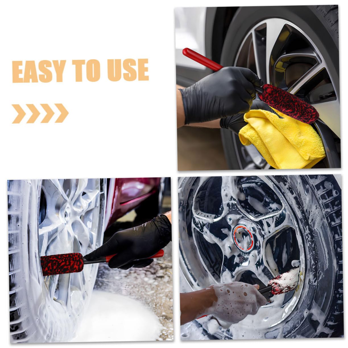 2 Pezzi Spazzole per Ruote Auto Spazzola per Cerchi e Pneumatici con Impugnatura Ergonomica Resistente e Flessibile per Pulizia Profonda e Dettaglio Auto Materiale Durevole