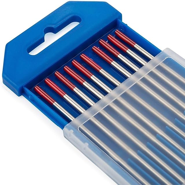 TEN-HIGH TIG Welding Tungsten Thoriated 1/16 inch with 2% Thorium, WT20(Red) Thoriated Tungsten Electrodes, 1.6mm x150mm 10pcs Pack.