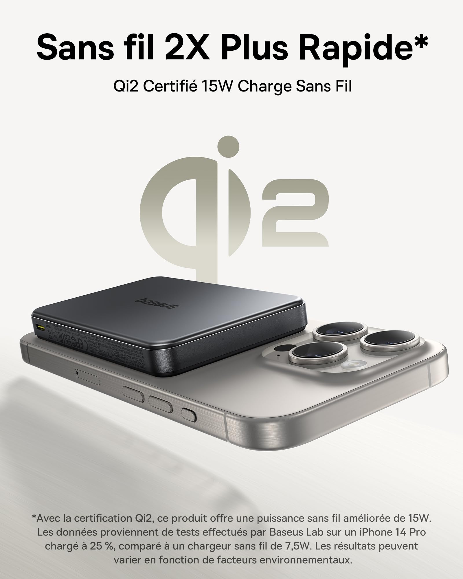 Baseus Magsafe Powerbank, Certifié Qi2 Batterie Externe Magnétique 10000mAh, 15W Power Bank sans Fil, Powerbank USB-C PD 22.5W, Batterie Externe pour iPhone 17/16/15/14/13/12, Noir