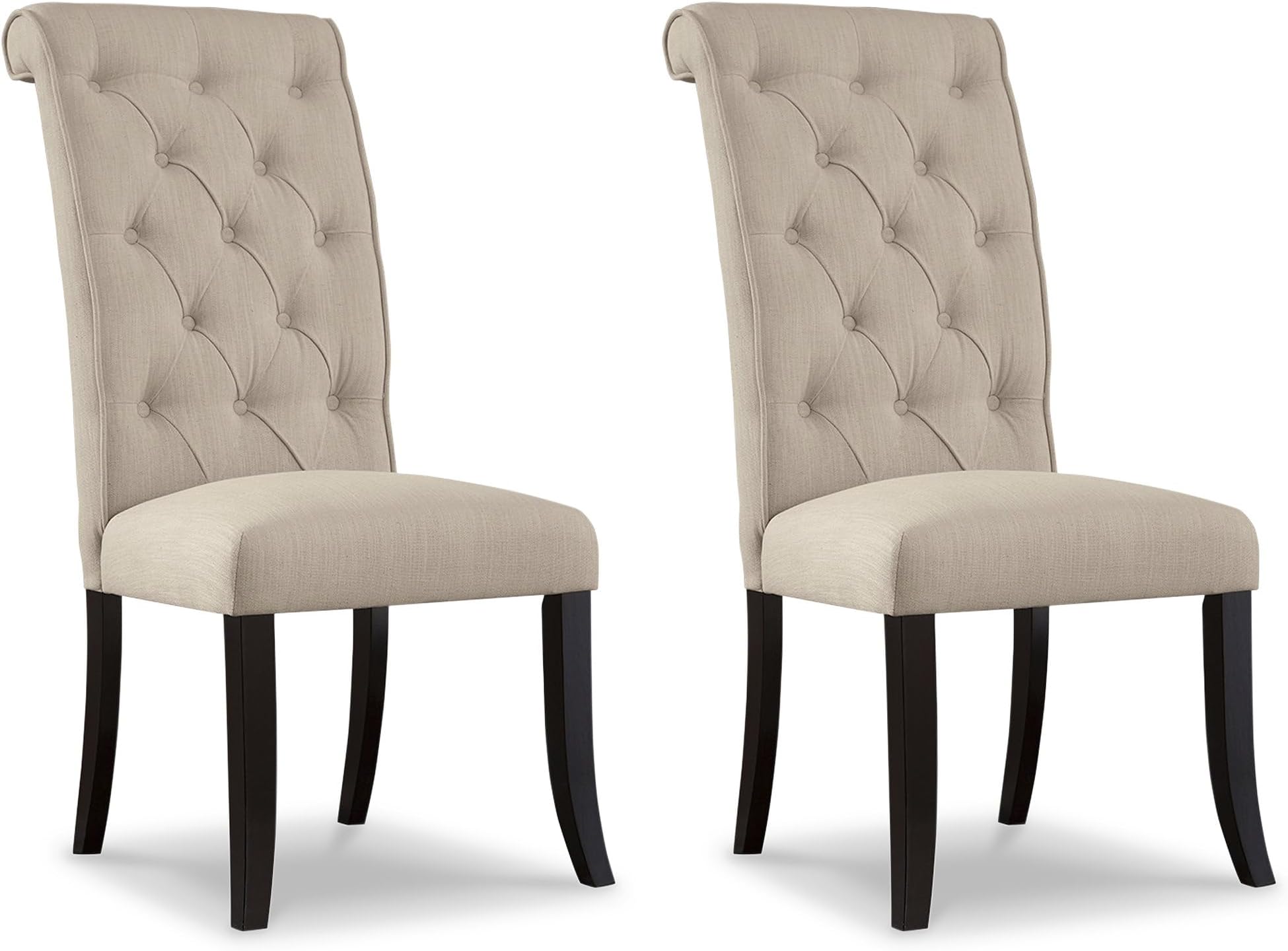 Signature Design by Ashley Tripton Classic Tufted Upholstered Armless Dining Chair, Set of 2, Beige