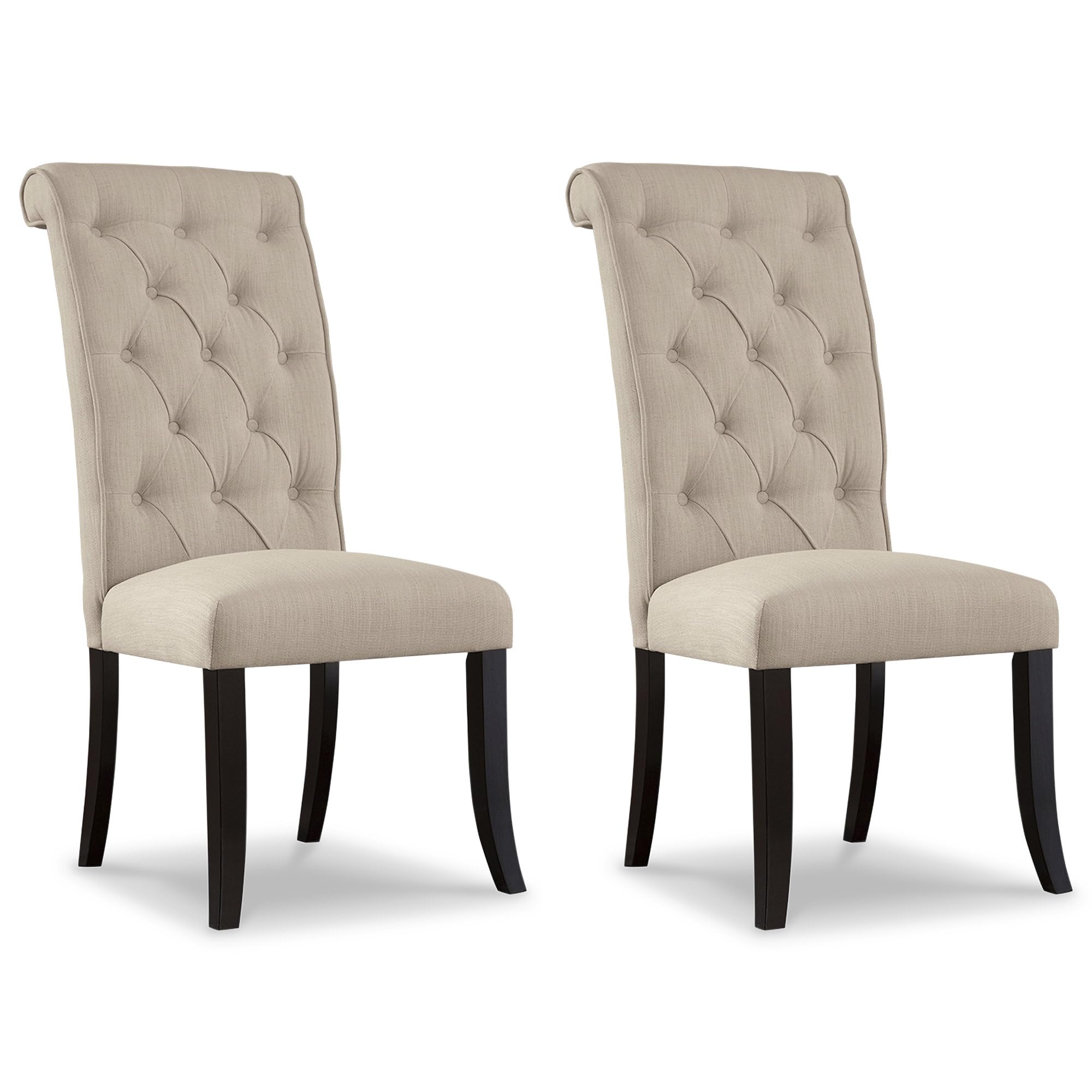Signature Design by Ashley Tripton Classic Tufted Upholstered Armless Dining Chair, Set of 2, Beige